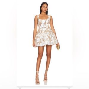 Jasmine Mini Dress in White & Floral